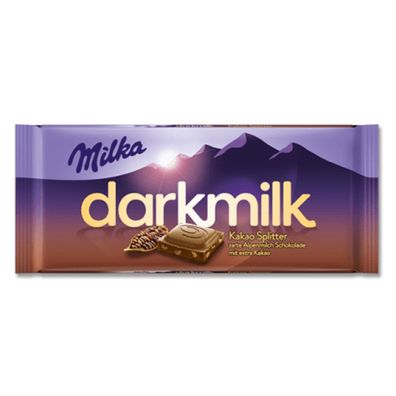 Milka darkmilk Kakao Splitter Schokolade mit Kakaobohnenstücke 85g