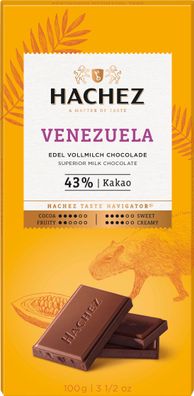 Hachez Venezuela Edel Vollmilch Schokoladen Tafel Feinherb 100g