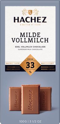 Hachez Milde Vollmilch Schokoladen Tafel mit Karamell Note 100g