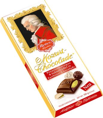 Reber Mozart Schokolade gefüllt mit Pistazien Marzipan Trüffel 100g