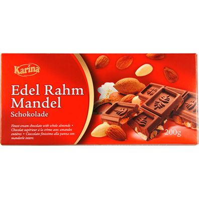 Karina Edel Rahm Mandel Schokolade mit ganzen Mandeln gepickt 200g