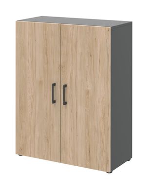 Aktenschrank 3 Ordnerhöhen anthrazit Hickory 80x107x34 cm Büroregal 2 Türen NEU