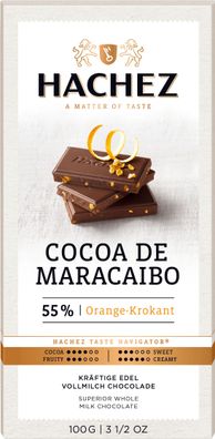 Hachez Cocoa de Maracaibo Orange Krokant Edel Vollmilch 100g