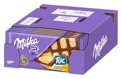 Milka Tuc Cracker Schokolade aus feiner Alpenmilch 87g 10er Pack