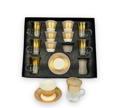 Espressotassen Medusa Luxus Gold und Tee Gläser 18 TLG 6 Personen 60 Ml NEU