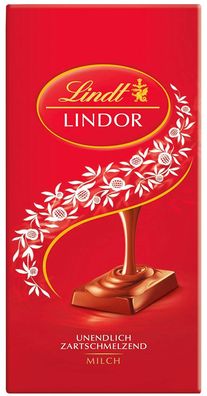 Lindor Milch rot Vollmichschokolade mit zartschmelzender Füllung 100g 3er Pack