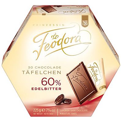 Feodora Schokoladen Täfelchen 60 Prozent Edelbitterschokolade 225g