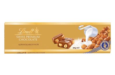 Lindt Alpenvollmilch-Nuss Schokolade mit Haselnüssen 300g 5er Pack