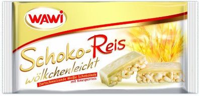 WAWI Schoko Reis Tafel in weißer Schokolade 200gramm 8er Pack