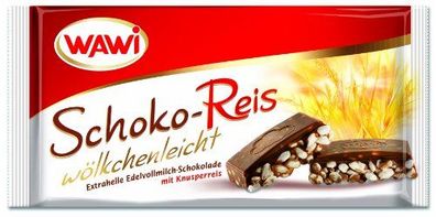 WAWI Schoko Reis Tafel in Edelvollmilch Schokolade 200g 8er Pack