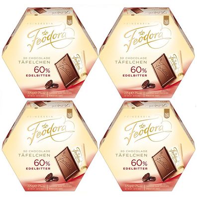 Feodora Schokolade 60 Prozent Edelbitterschokolade 225g 4er Pack