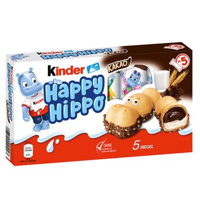 Kinder Happy Hippo Cacao lustig leckere Knusperwaffeln 5 Stück