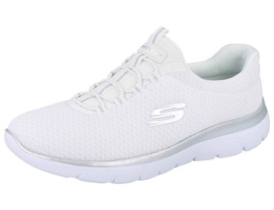Skechers Summits Damen Schlupfsneaker Halbschuhe Slipper weiß silber Textil