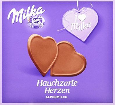 Milka, I love Milka, Hauchzarte Herzen, 130g, 5er Pack