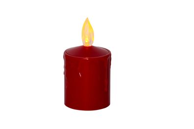 LED Kerze rot Lichtsensor flackernd Flamme gelb für Laternen 11x6cm