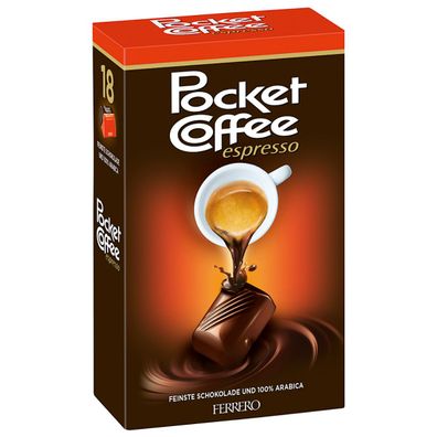 Pocket Coffee 18 Pralinen knackig mit flüssigem Espresso Kern 225g