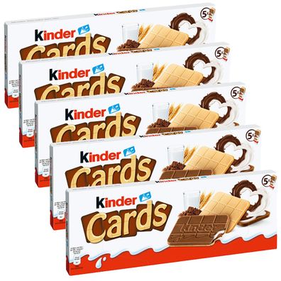 Ferrero Kinder Cards Waffel Spezialitäten mit Kakaocreme 128g 5er Pack