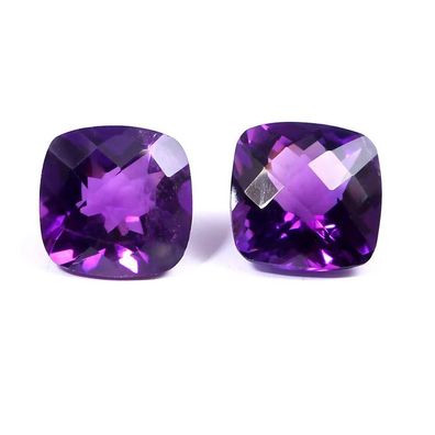 2 Stück Schachbrett Kissen Amethyste 9 mm (4 - 4,20 Carat)