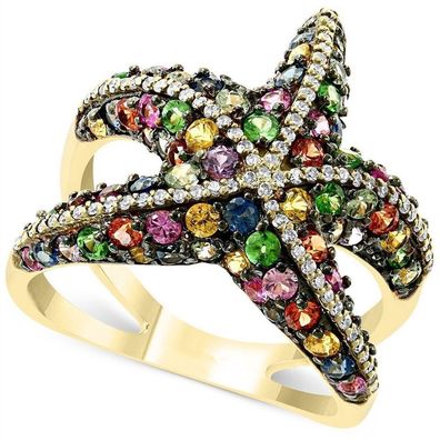 Multicolore See Stern Damen Ring vergoldet