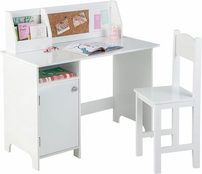 Kinderschreibtisch Set, Arbeitstisch für Schüler aus Holz mit Stuhl, Bücherregal