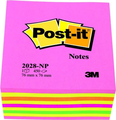Post-it Sticky Notes Cube Neon Collection, Packung mit 1 Block, 450 Blatt, 76 mm ...