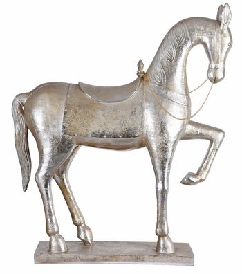 Pferdefigur XXL Pferd Silber Pferdestatue Schaukelpferd Dekopferd Xmas Figur