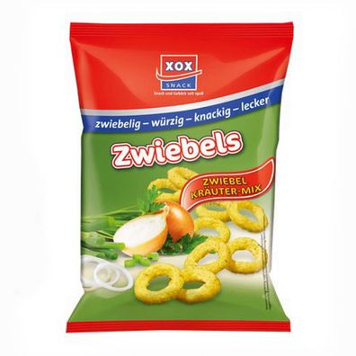XOX Zwiebelringe Kräuter Mix Snack mit Zwiebelgeschmack 40g 30er Pack
