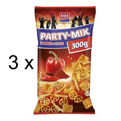 XOX Partymix Paprika Style Kartoffel Weizen Snack 300g 3er Pack