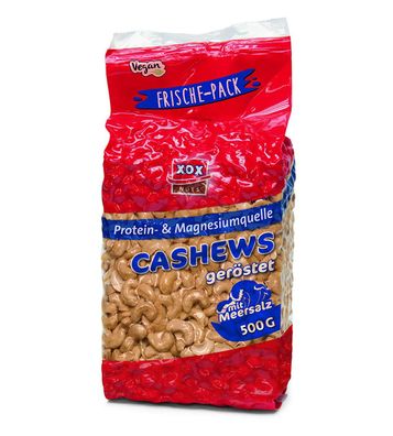 XOX Gebäck Cashews geröstet und gesalzen mit Meersalz nussig 500g