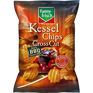 funny frisch Kessel Chips Cross Cut Spicy BBQ vegetarisch 120g