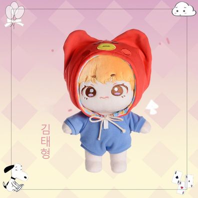 Kpop BTS V Plüsch Puppe mit Kleidung Kinder Spielzeug Stofftier Geschenk 22cm