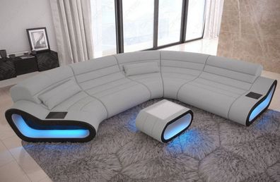 Sofa Wohnlandschaft Concept C Form Webstoff o. Mikrofaser -LED Licht - USB Anschluss