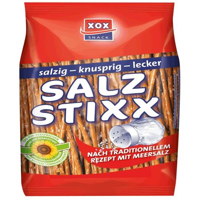 XOX Salz Stixx Laugengebäck Stangen mit Meersalz knusprig 250g