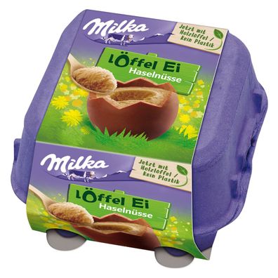 Milka Löffel Ei Haselnusscreme Alpenmilch Schokolade gefüllt 136g