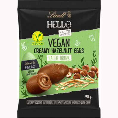 Lindt Hello Eggs Vegan Creamy Haselnuss Mandelmark und Haferdrink 90g