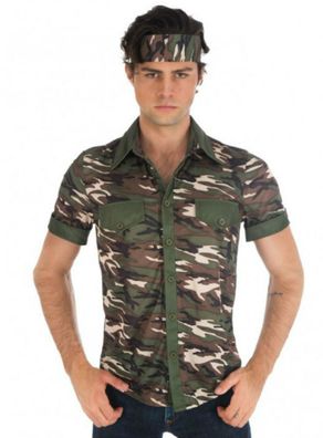 Army Kostüm Herren Camouflage Soldat Militär Tarnfarben Uniform Karneval