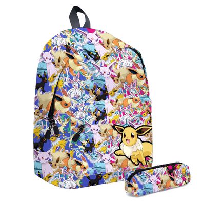 40x17x30cm Pikachu Eevee Anime Pokémon Rucksack Herren Damen Druck Schultasche