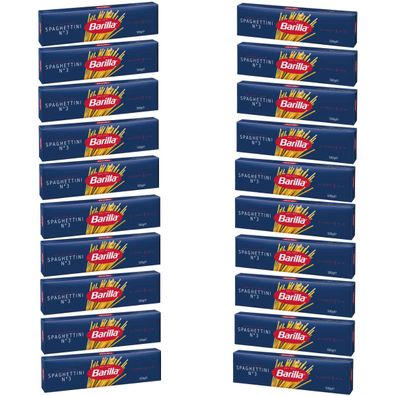 Barilla Spaghettini Nummer 3 Hartweizen Pasta 500g 20er Pack