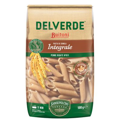 Delverde Vollkorn Penne Rigate Integrale Vollkorn Nudeln 500g 6er Pack