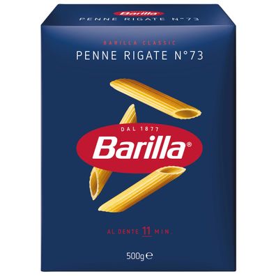 Barilla Penne Rigate Nummer 73 Pasta aus Hartweizengrieß 500g