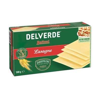 Delverde Lasagne Pasta Teigwaren aus Hartweizen Platten 500g