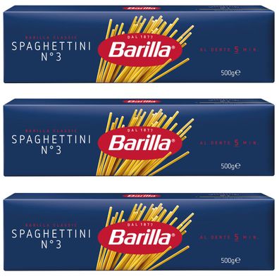 Barilla Spaghettini Nummer 3 Hartweizennudeln Pasta 500g 3er Pack