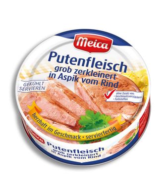 Meica Putenfleisch grob zerkleinert in Aspik vom Rind 200g 6er Pack