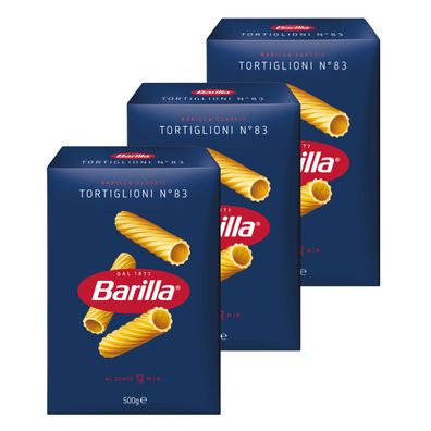 Barilla Nudeln Tortiglioni Nummer 83 Hartweizennudeln 3er Pack