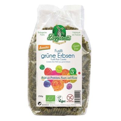 Lazzaretti 250 g Bio Fusilli - Grüne Erbsen, Nudel, demeter, glutenfrei vegan