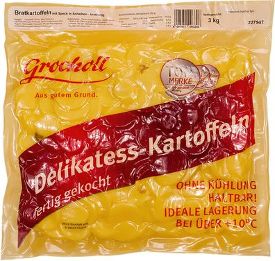 Bratkartoffeln, Scheiben mit Speck 3kg Beutel