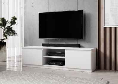 FURNIX Fernsehschrank ARENAL TV-Lowboard Schrank modern freistehend Weiß Matt