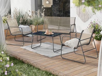 Gartenmöbel Gotiro mit 2 Sessel Sofa und Tisch Sitzgruppe Garten Terrase M24