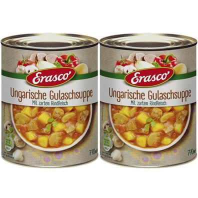 Erasco Ungarische Gulaschsuppe Eintopf mit Rindfleisch 770ml 2er Pack