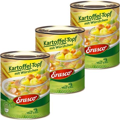 Erasco Kartoffel Topf mit Würstchen mit feinen Kräutern 800g 3er Pack